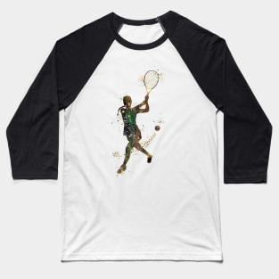 Tennis Girl Player Backhand Shot Watercolor Baseball T-Shirt